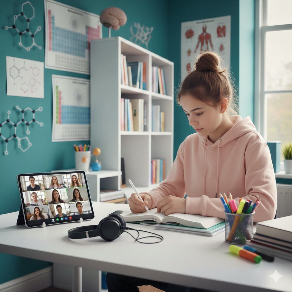 Students collaborating online